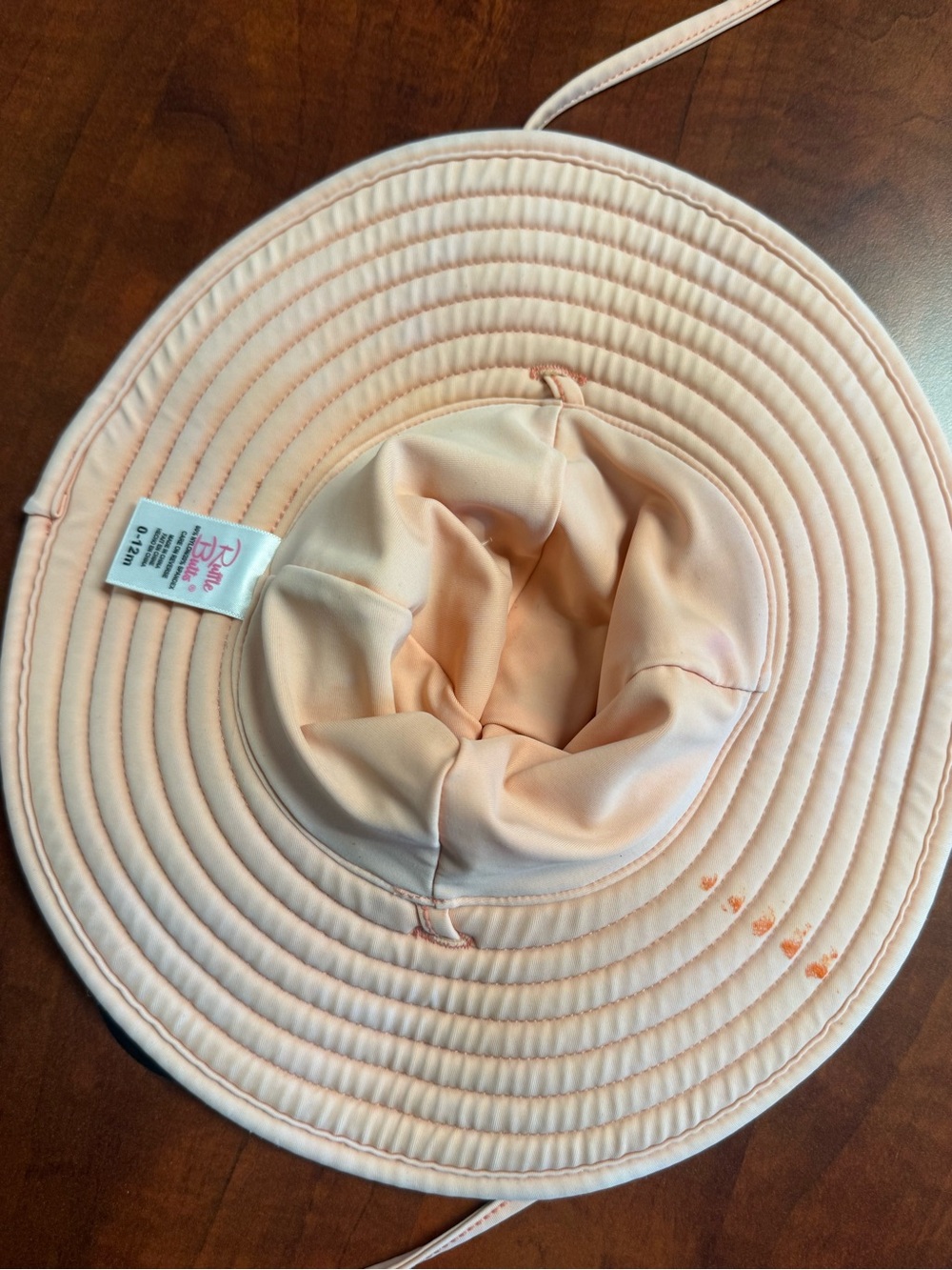 Ruffle Butts Pale Pink Wide-Brim Sun Hat with Chin Strap